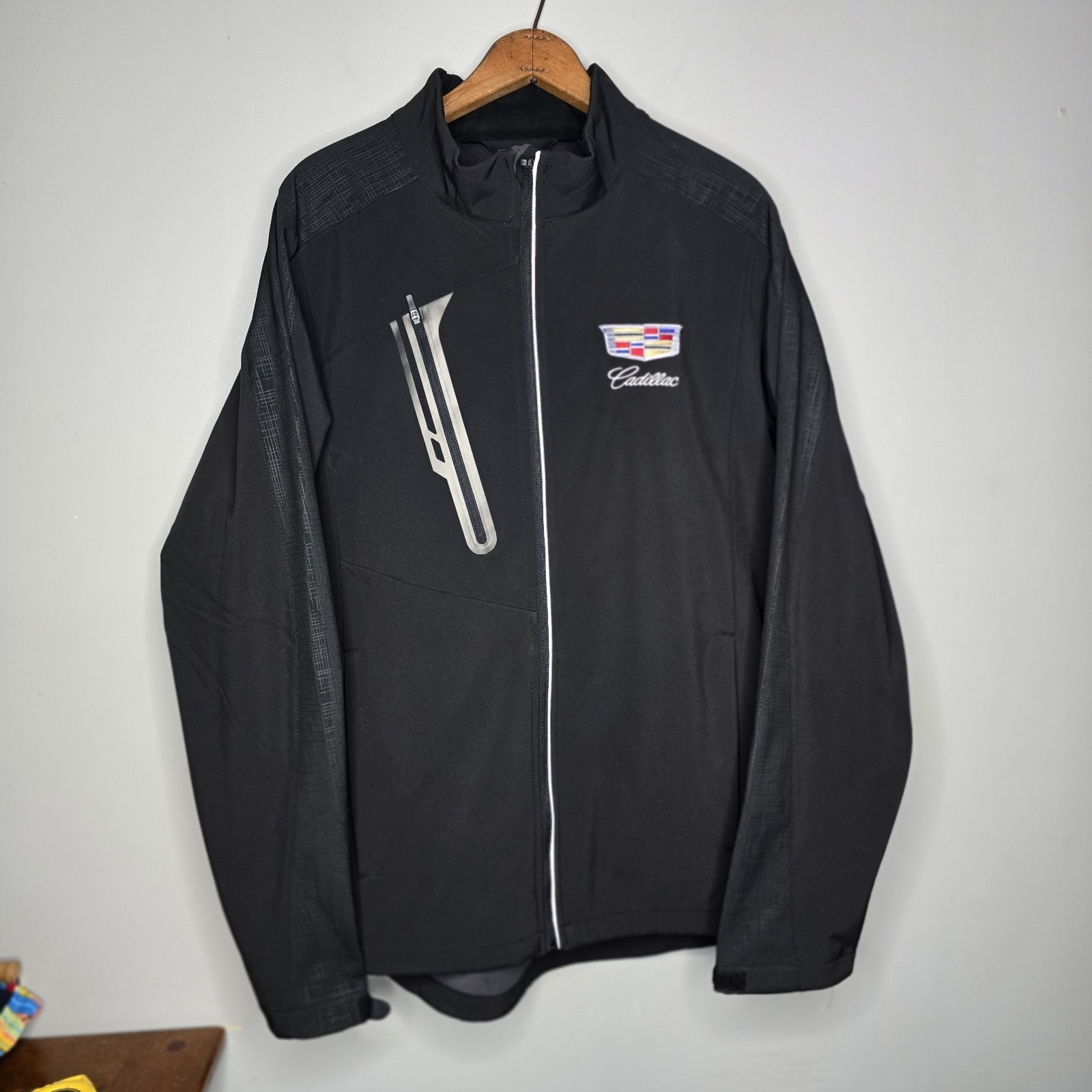 North End Sport Mens Black Jacket Logo Cadillac Long Sleeve Team Lockhart Large